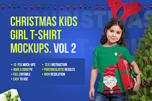 Christmas Kids Girl T-Shirt Mockups