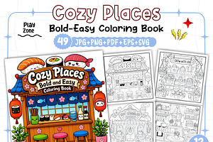 Cozy Places Coloring Book Bold &Easy, a Decorative Illustration by Design Station
