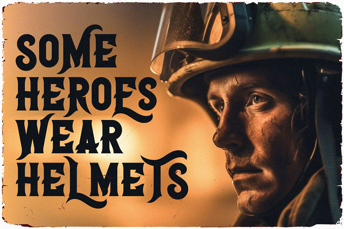 Fireman Layered Display Font, a Blackletter Font by JumboDesign (Photo 6 of 6)