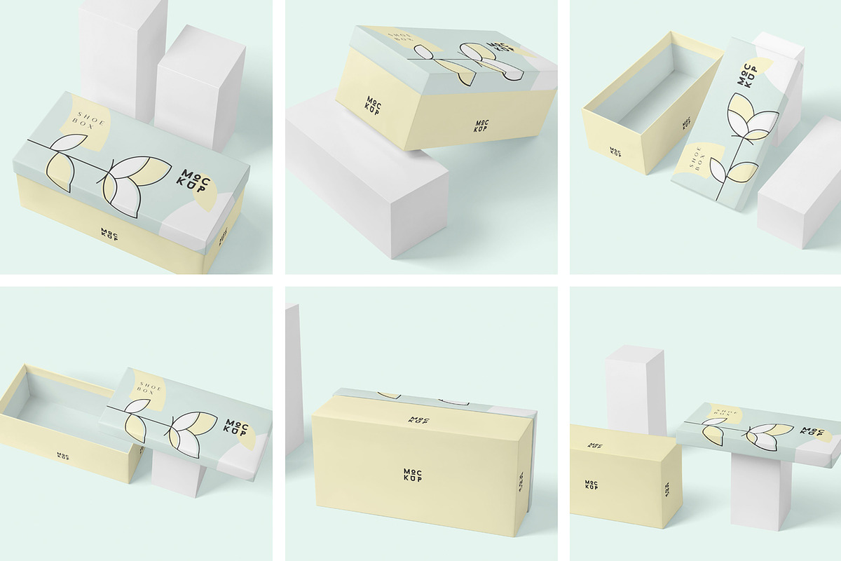 Long Rectangular Shoe Box Mockups, a Packaging Mockup by DesignNeutrons