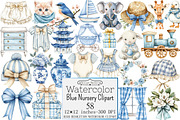 Watercolor Blue Nursery Clipart, a Seasonal Illustration by Design Market (Thumbnail 1 of 5)