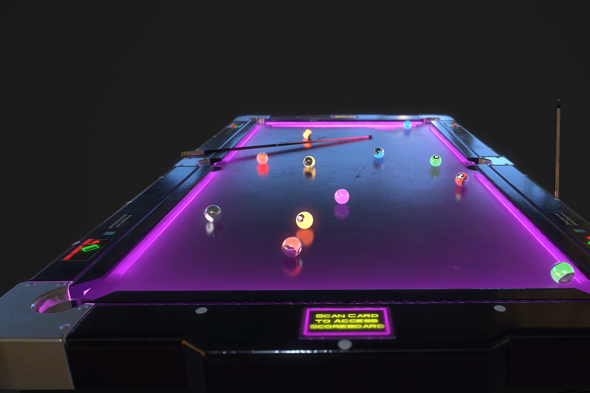 Pool Table with Neon Balls, a Furniture 3D Model by TFE Game Art (Photo 3 of 4)