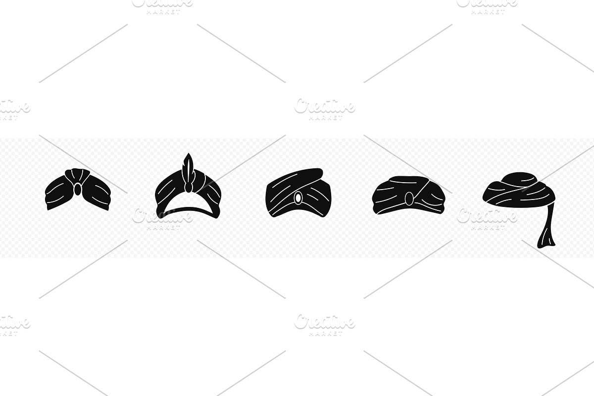 Black oriental turbans sketch, an Object Illustration by skripnikbb
