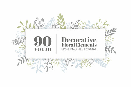 90 Decorative Floral Elements Vol.01