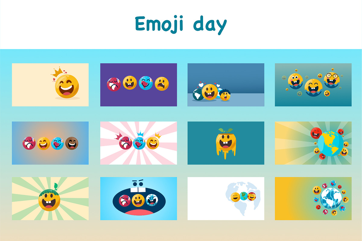 Emoji day background set, a Decorative Illustration by foxndeer (Photo 1 of 4)