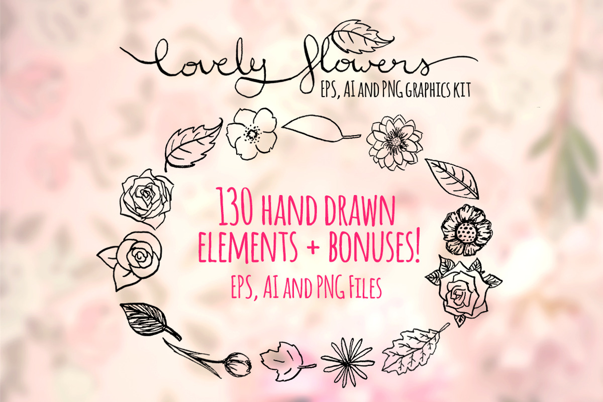 130+ Lovely Flowers Graphics Bundle!, an Illustration by Violet LeBeaux (Photo 2 of 4)