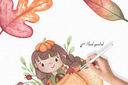 Pumpkin Girl Watercolor Clipart, an Illustration by GauSilvaStudio (Thumbnail 4 of 5)