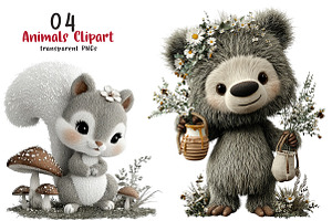 Whimsical Animals Clipart, an Illustration by SinaCreation