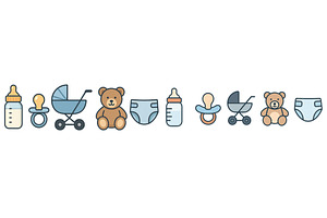 Cute baby items including toys, a Texture Illustration by ZinetroN