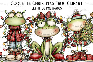 ''Coquette Christmas Frog Clipart'', an Illustration by Craft Nest