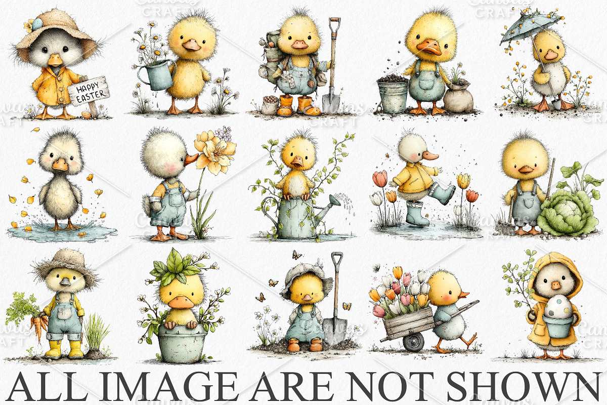Whimsical Easter Duckling Clipart, an Illustration by Canvas Craft (Photo 3 of 7)