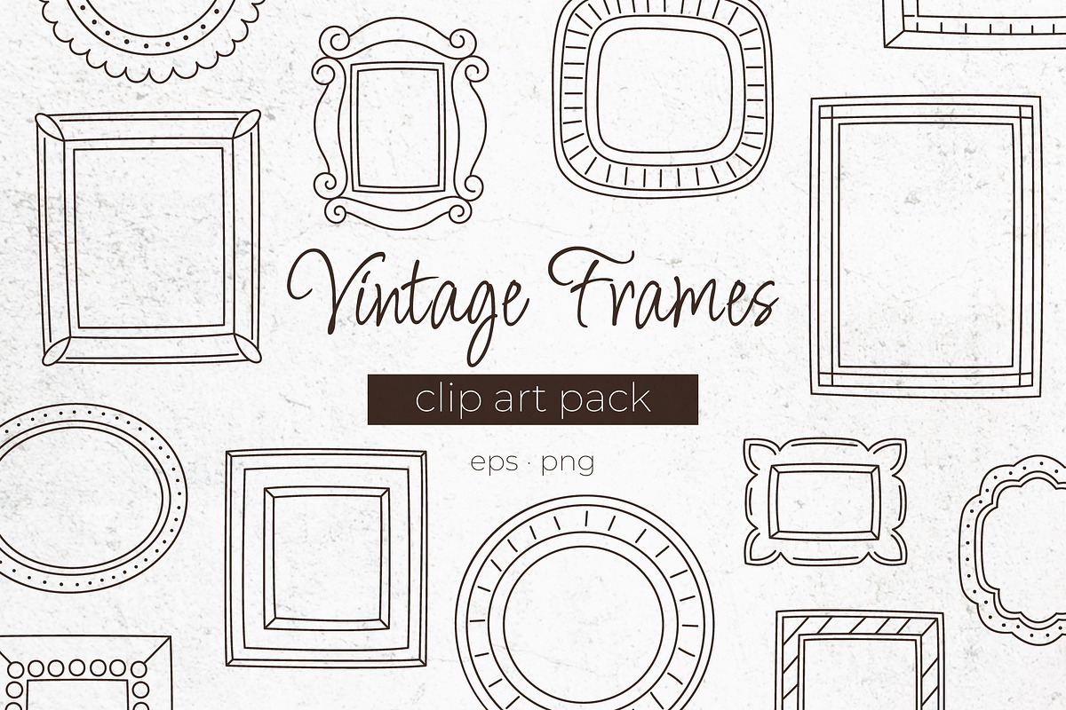 Vintage Frames Vector Cliparts, an Object Graphic by Panna Limon Store (Photo 1 of 7)