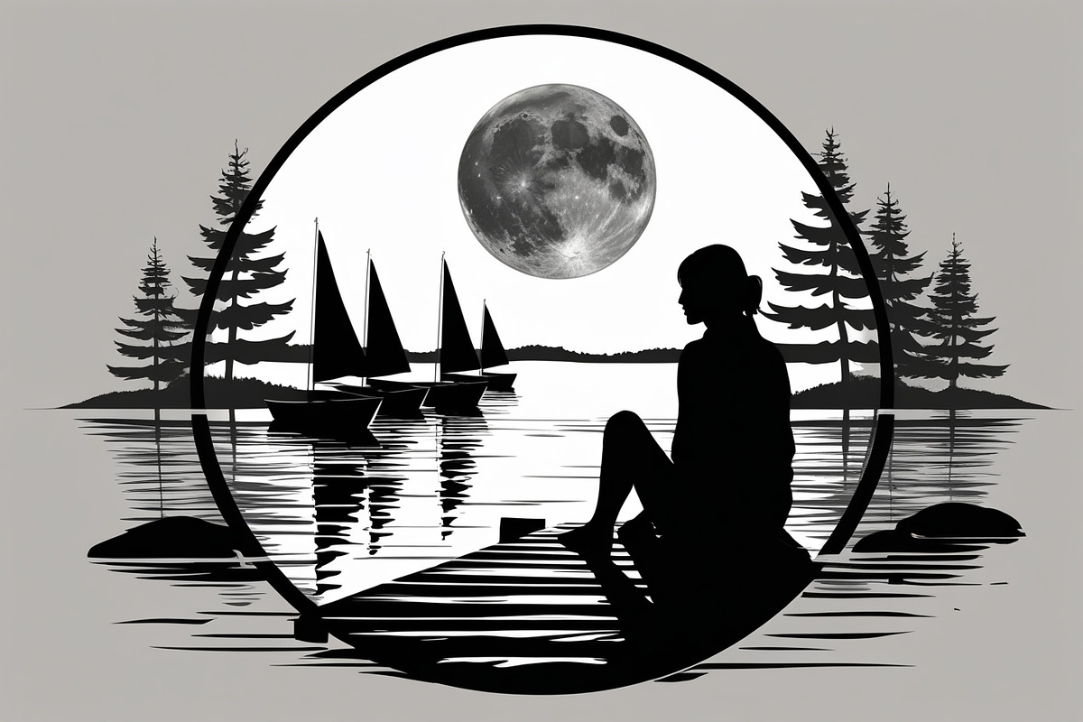 Mindful Lake Meditation Silhouette S, an Illustration by Creativeshirt (Photo 4 of 9)