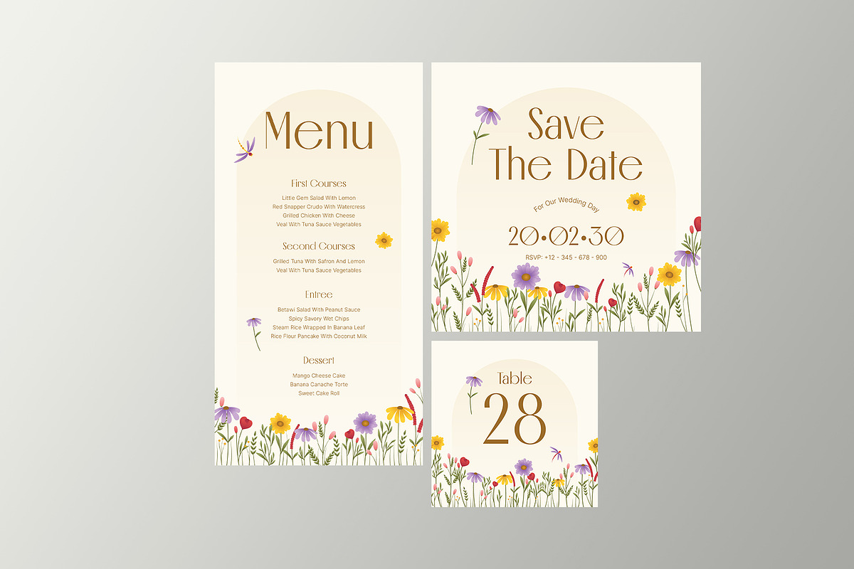 Floral Wedding Invitation Suite, a Card Template by Neermana (Photo 4 of 4)