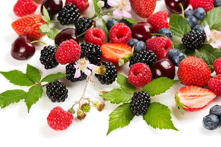 Various organic berries and fruits