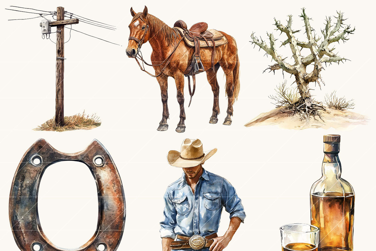 Watercolor Western Clipart Bundle, a Person Illustration by Design Scotch (Photo 2 of 8)