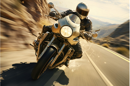 Motorcycle speeding city street, a Sports & Recreation Photo by Ylivdesign