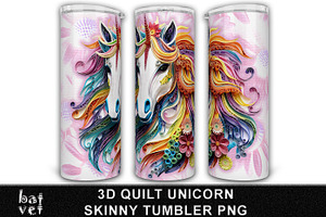 Rainbow Unicorn Quilt Tumbler PNG