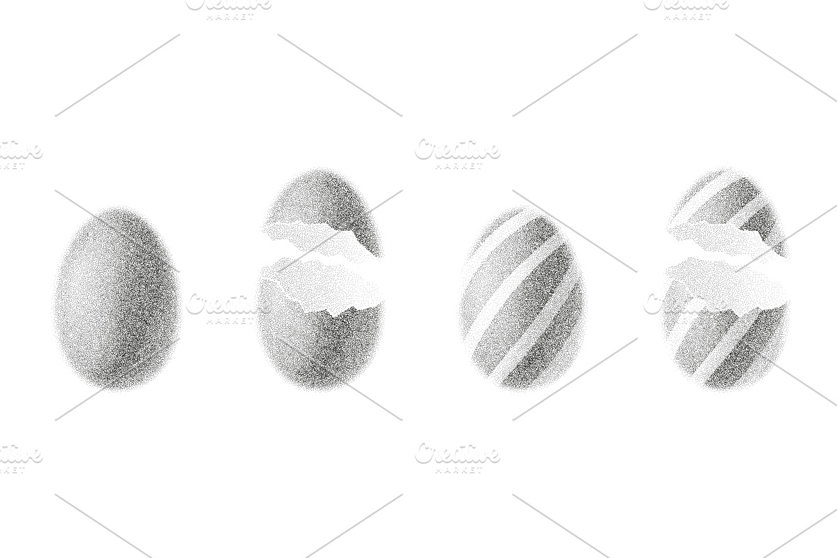 Dotted Grainy Easter Eggs, an Illustration by Andrey Yaroslavtsev