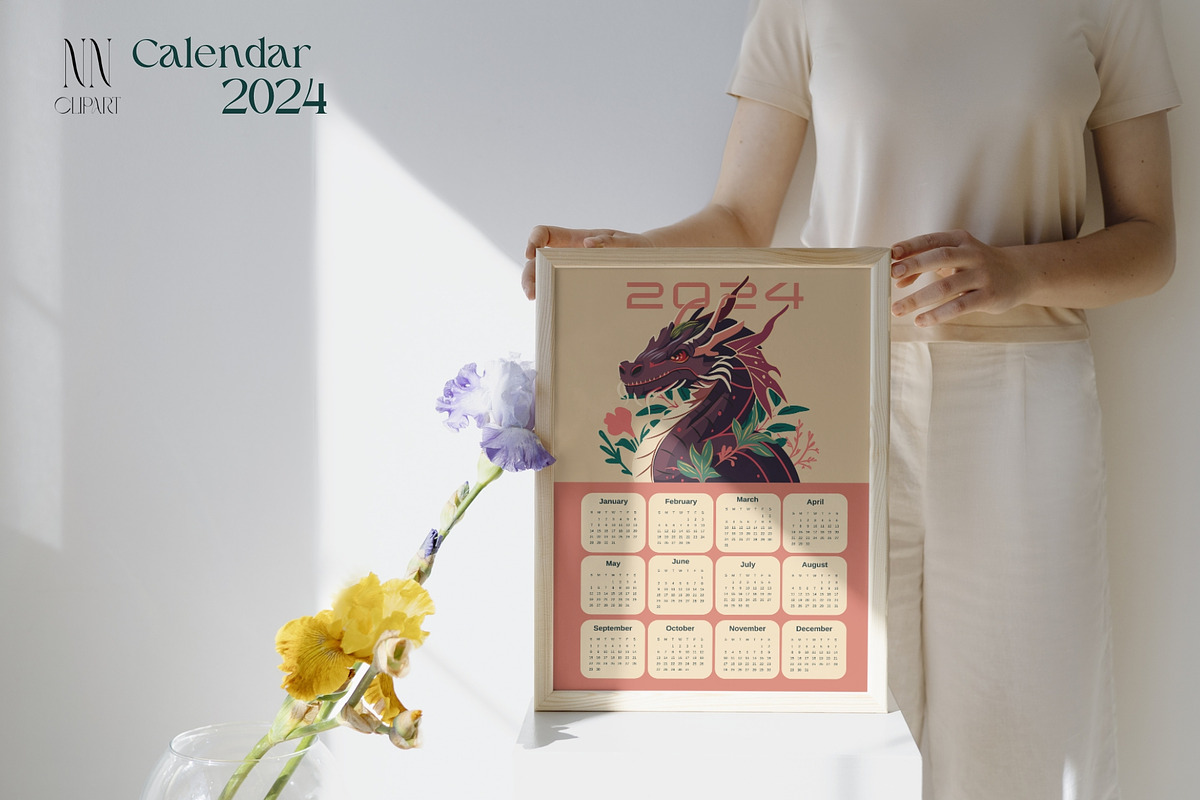 Dragon Calendar Templates 2024, a Print Template by NNclipart (Photo 3 of 15)