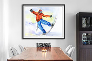 Watercolor Snowboarder winter sport, an Illustration by MaryAmi (Thumbnail 3 of 3)