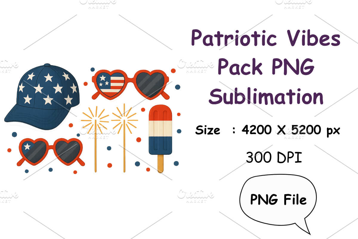 Patriotic Vibes Pack PNG–Sublimation, a Seasonal Illustration by Smillyy Threads (Photo 1 of 6)
