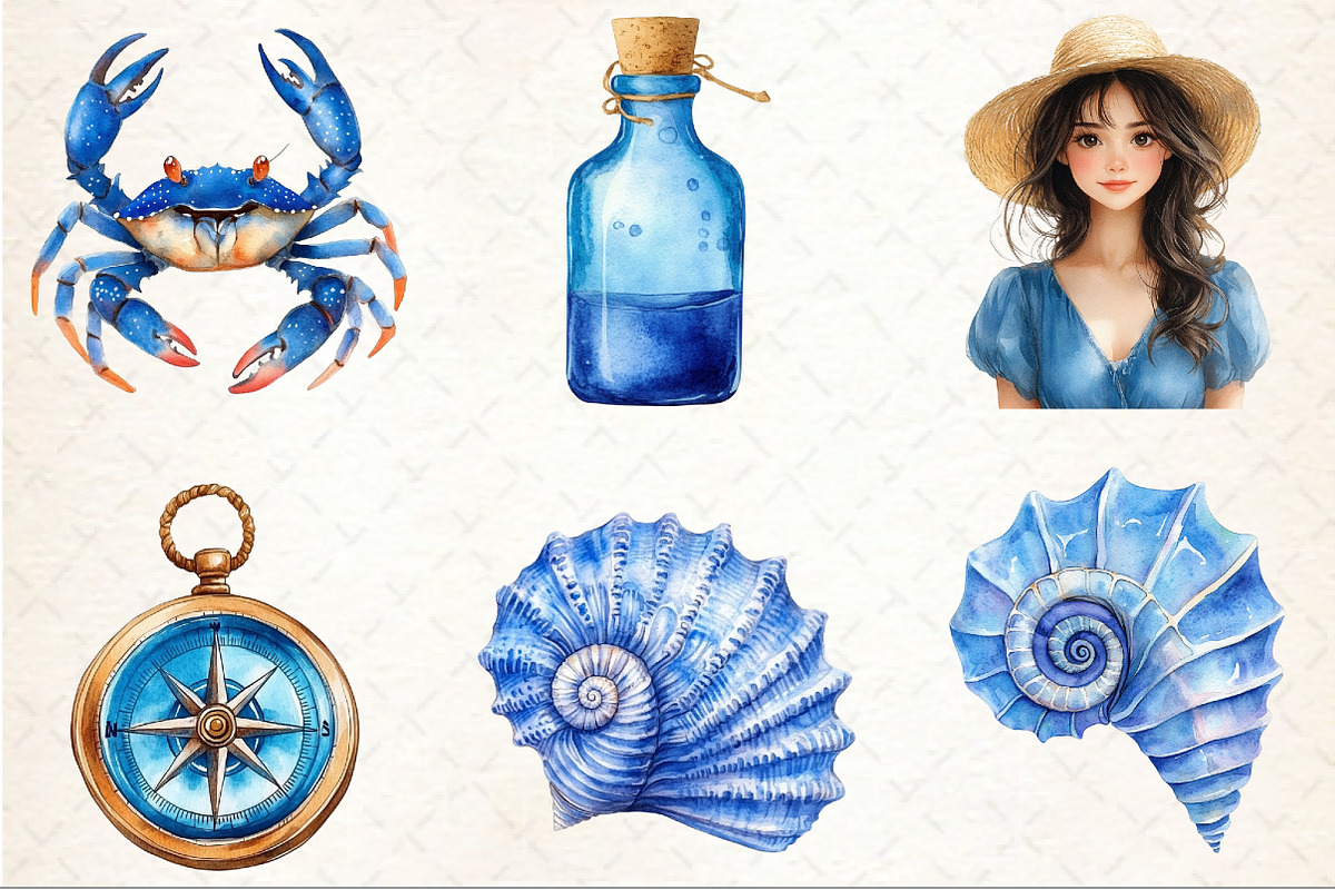 Blue Coastal Clipart, an Illustration by Rose Art (Photo 3 of 4)