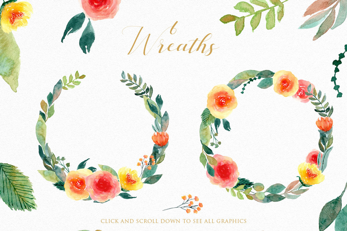 Sunny - Watercolor Floral Clipart, a Decorative Illustration by wulano (Photo 4 of 6)