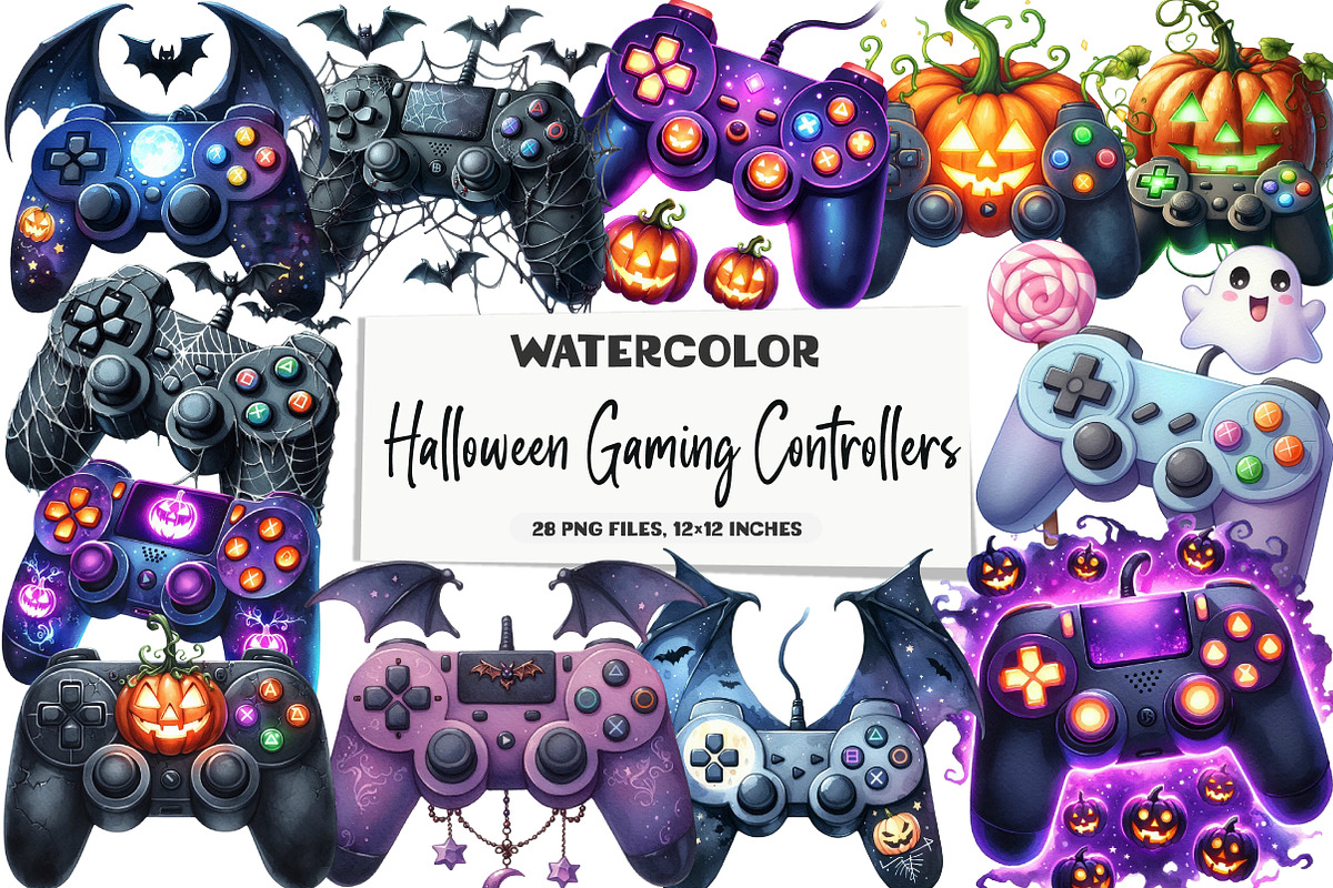 Halloween Gaming Controllers Clipart, an Illustration by DreamArtGraphic (Photo 1 of 5)
