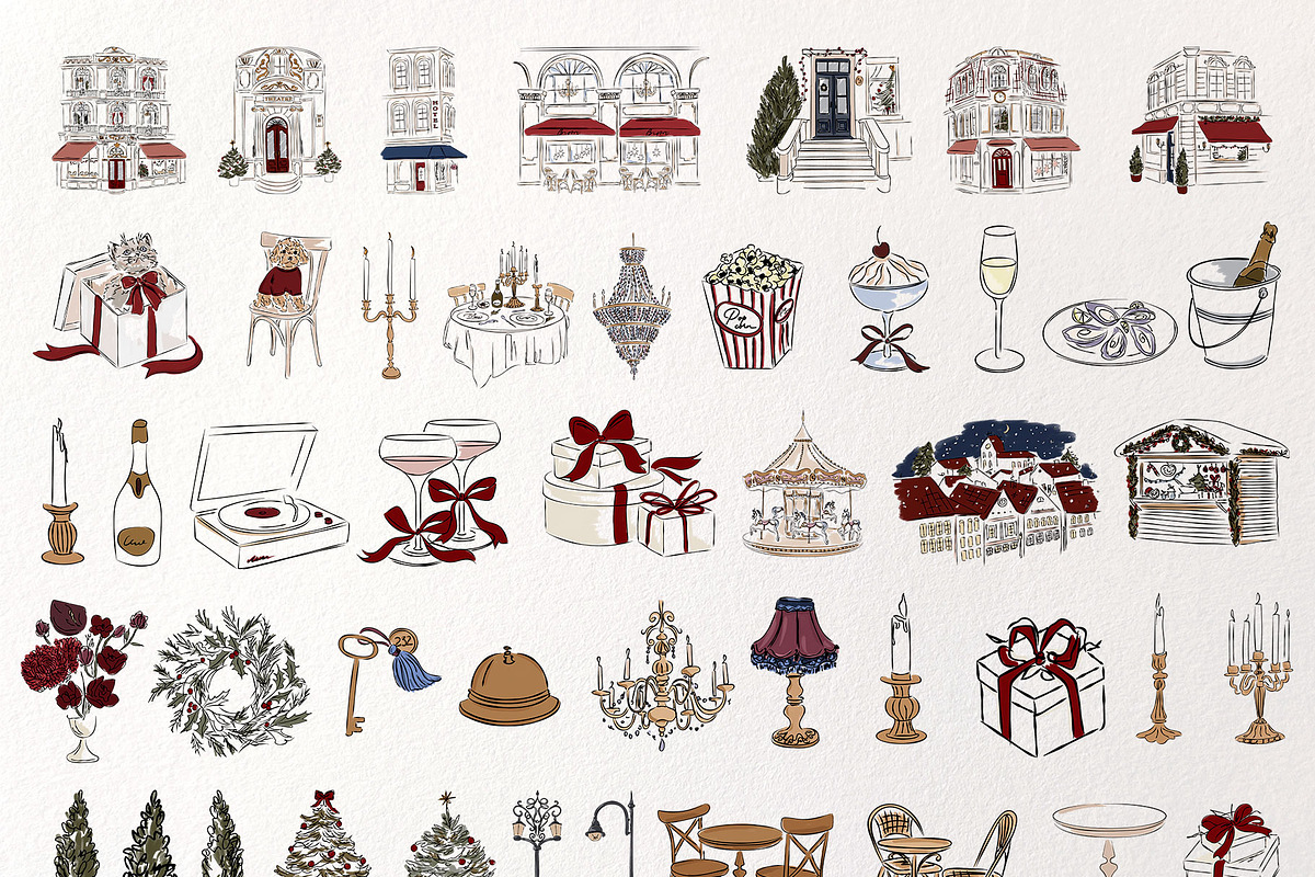 Midnight Town – Winter Line Art, a Seasonal Illustration by Mio Buono (Photo 13 of 18)
