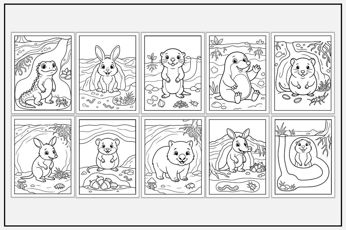 Underground Animals Coloring Pages, an Animal Illustration by Lamia Emad (Photo 2 of 5)