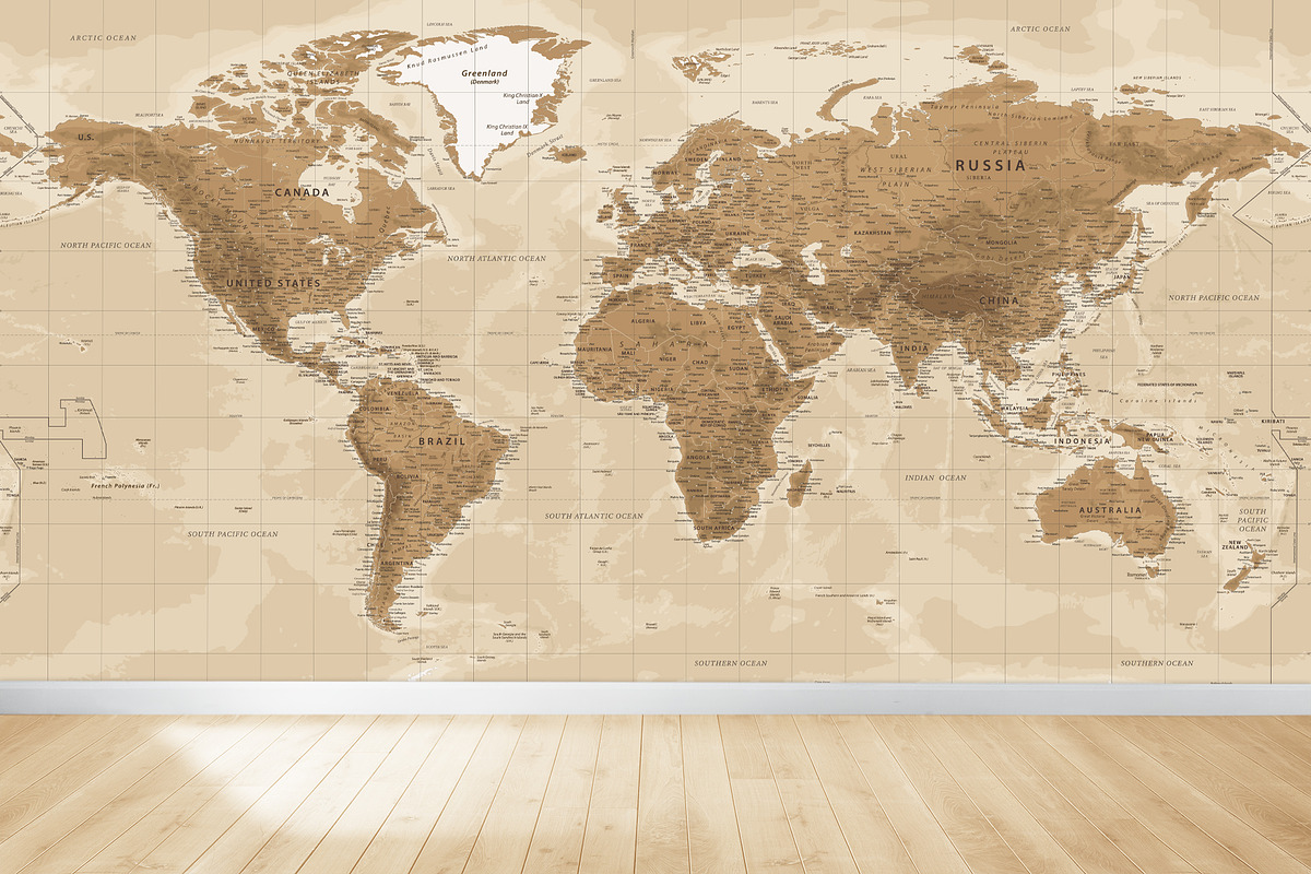 Physical Vintage World Map. Vector, an Education Illustration by PorcuPen Works (Photo 3 of 6)