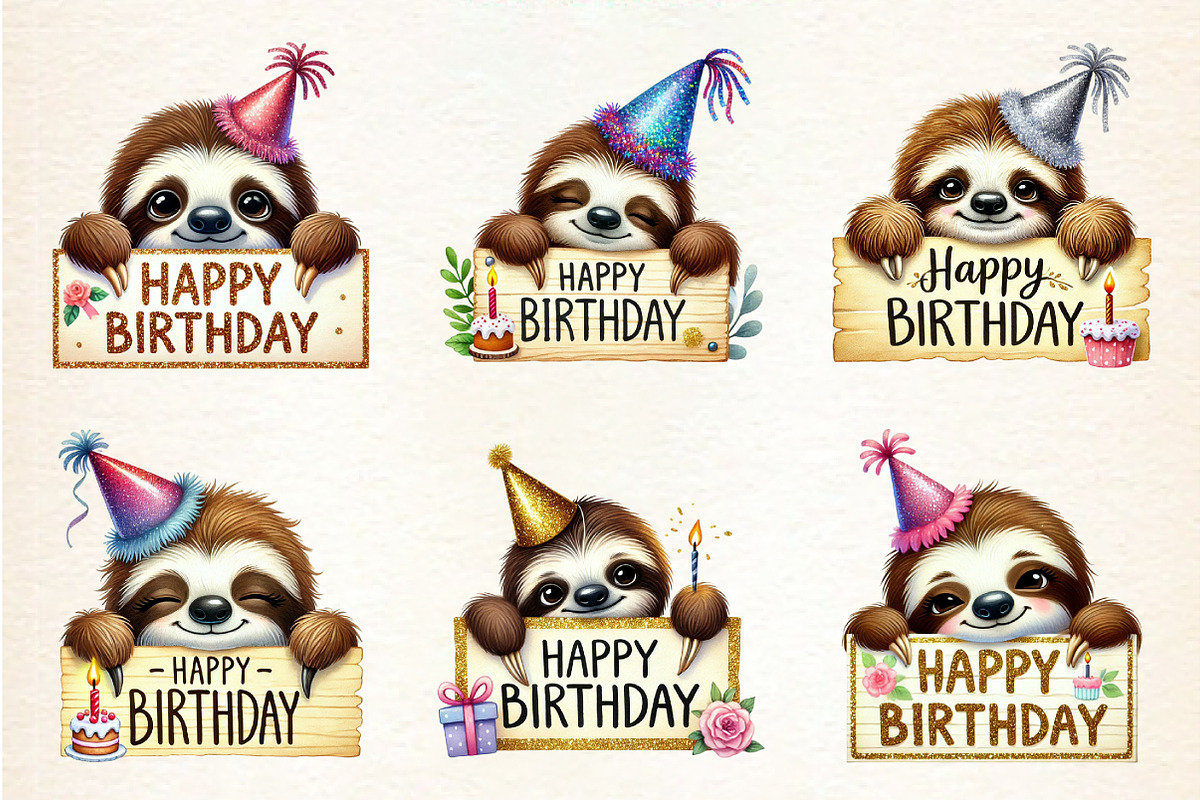 Peeking Birthday Animal Clipart Bund, an Illustration by DreamArtGraphic (Photo 3 of 4)