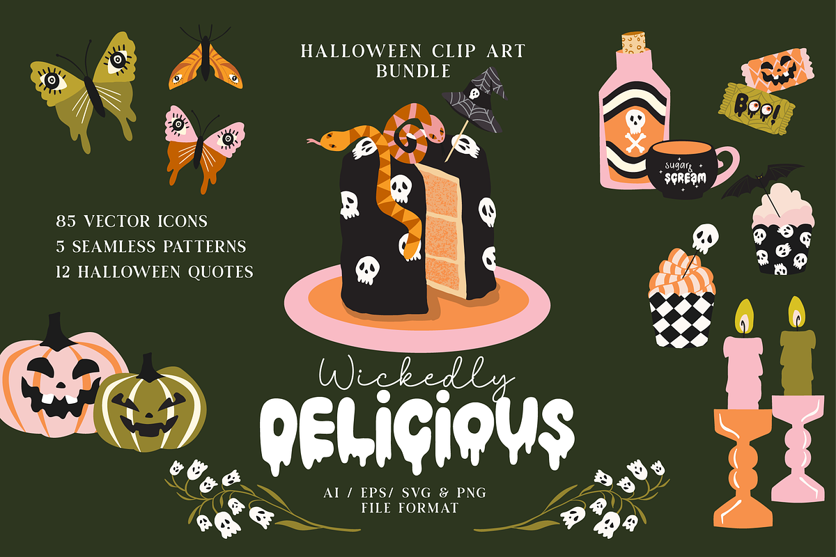 Wickedly Delicious Halloween, a Seasonal Illustration by CreaFlowDesign (Photo 1 of 8)