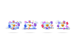 Four 3d vector illustrations of, an Object Illustration by Abscent