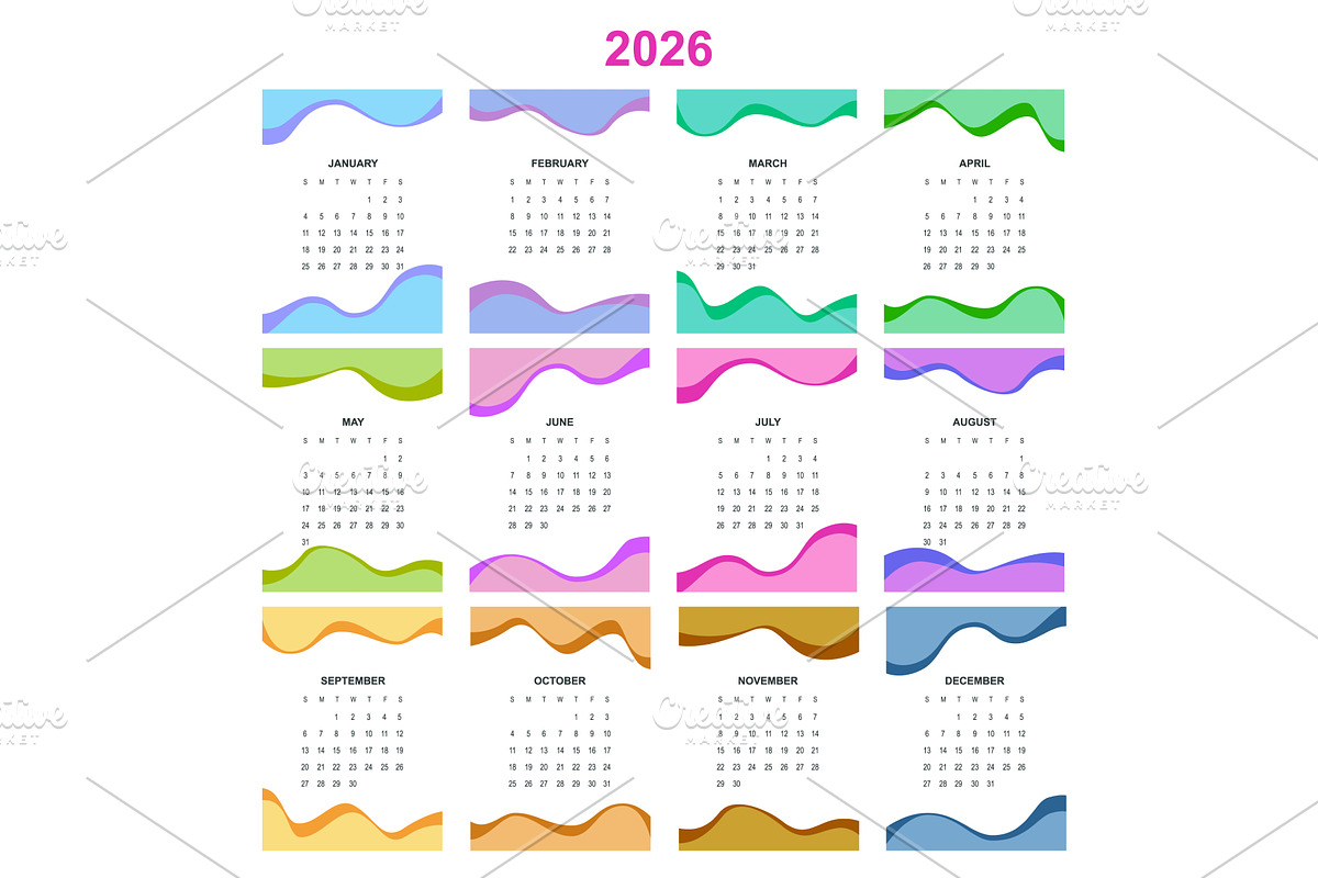 Calendar planner for 2026. 2026, a Texture Illustration by Golden Sikorka
