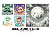 Space, Rockets and Aliens, a Decorative Illustration by Digital Art Creations (Thumbnail 1 of 7)