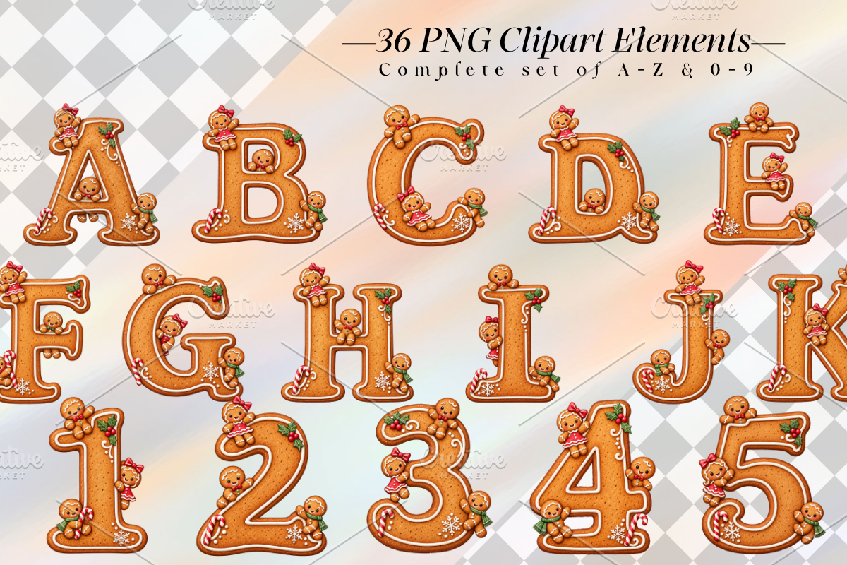 Christmas Gingerbread Alphabet PNG, a Seasonal Illustration by Ink Gallery (Photo 2 of 5)