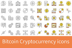 Bitcoin Cryptocurrency icons set, an Icon by VenomousVector