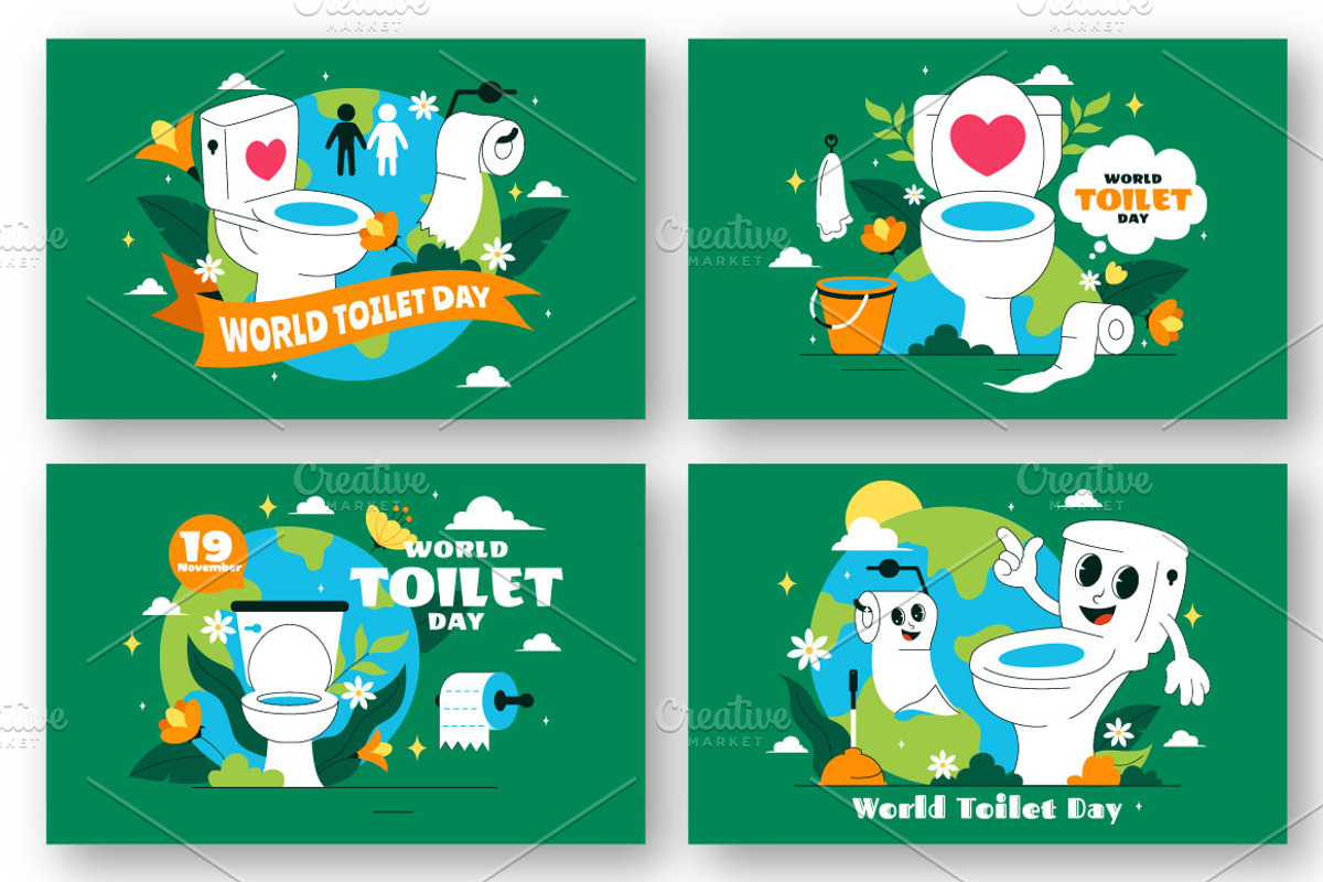 10 World Toilet Day Illustration, an Object Illustration by denayunebgt (Photo 2 of 4)