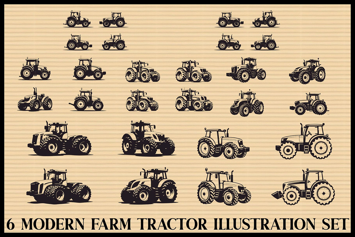 Modern Tractor Bundle, an Illustration by Creativeshirt