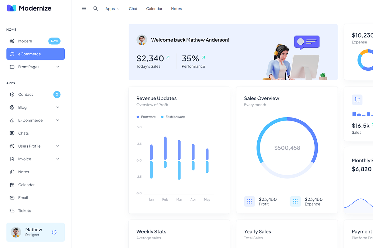 Modernize Vuejs Admin Dashboard, a Vue Template by AdminMart (Photo 9 of 15)