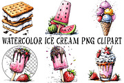 Watercolor Ice Cream PNG Clipart, a Seasonal Illustration by OK Design (Thumbnail 2 of 6)