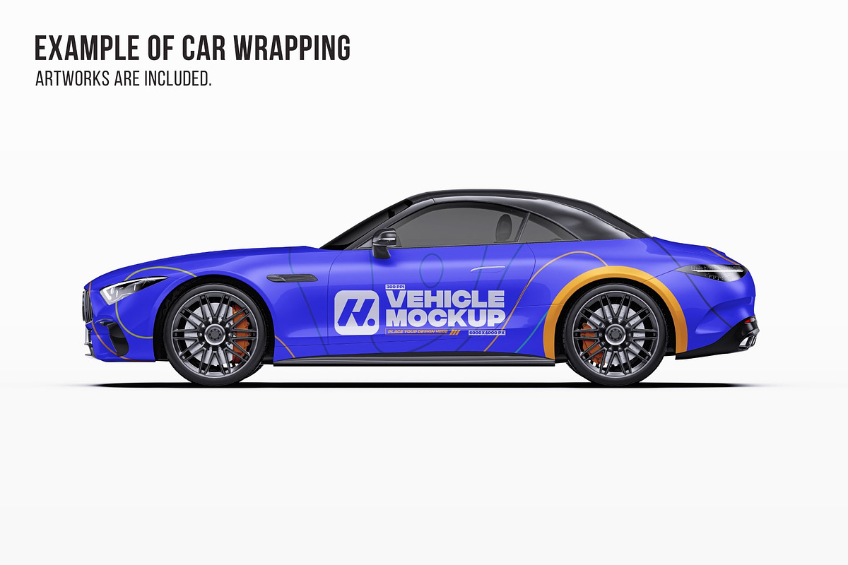 Luxury V8 Sport Convertible Set, an Advertising Mockup by Halal Graphic Studio (Photo 7 of 12)