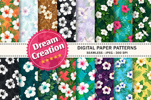 Hibiscus Flowers Digital Pattern