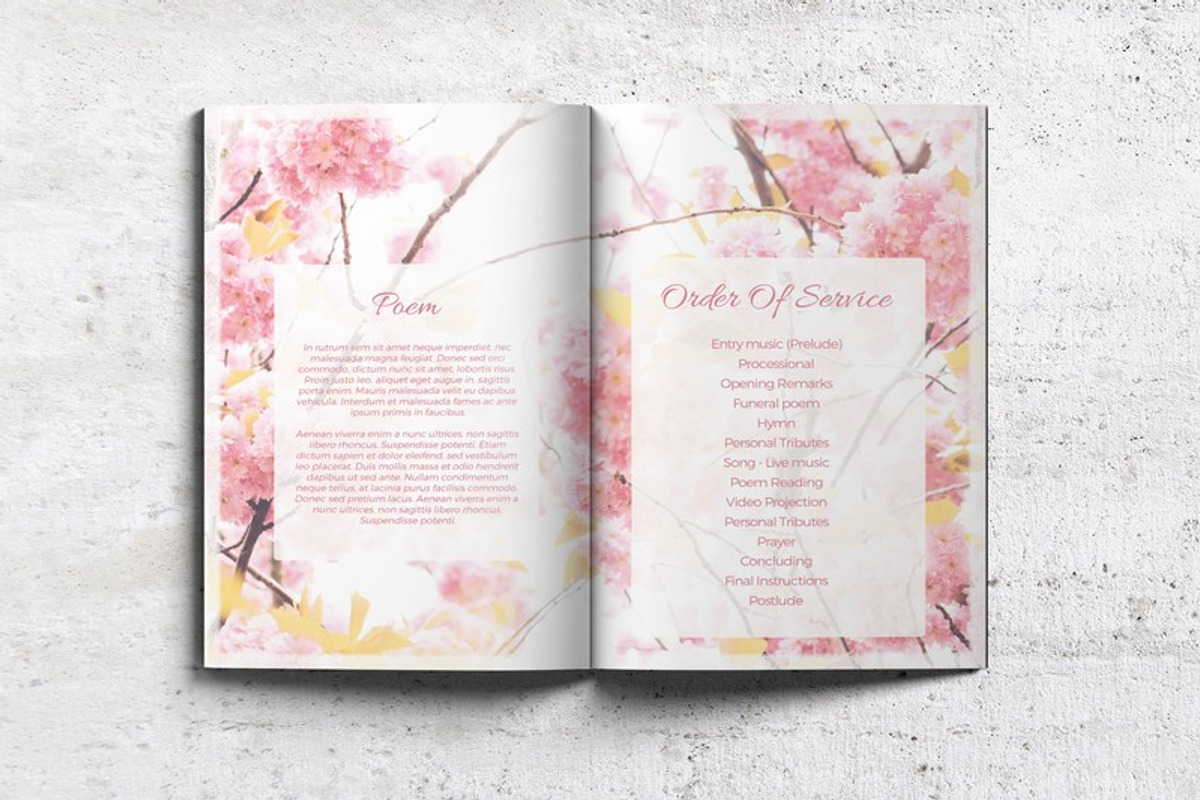 8-Page Funeral Booklet Sweet Blossom, a Brochure Template by Final Tribute (Photo 4 of 4)
