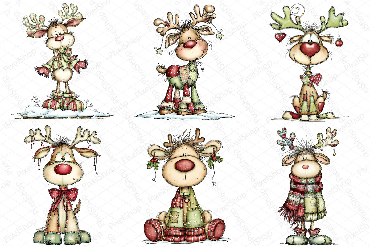 Whimsical Patchwork Reindeer Clipart, an Illustration by DreamPrint404 (Photo 3 of 7)