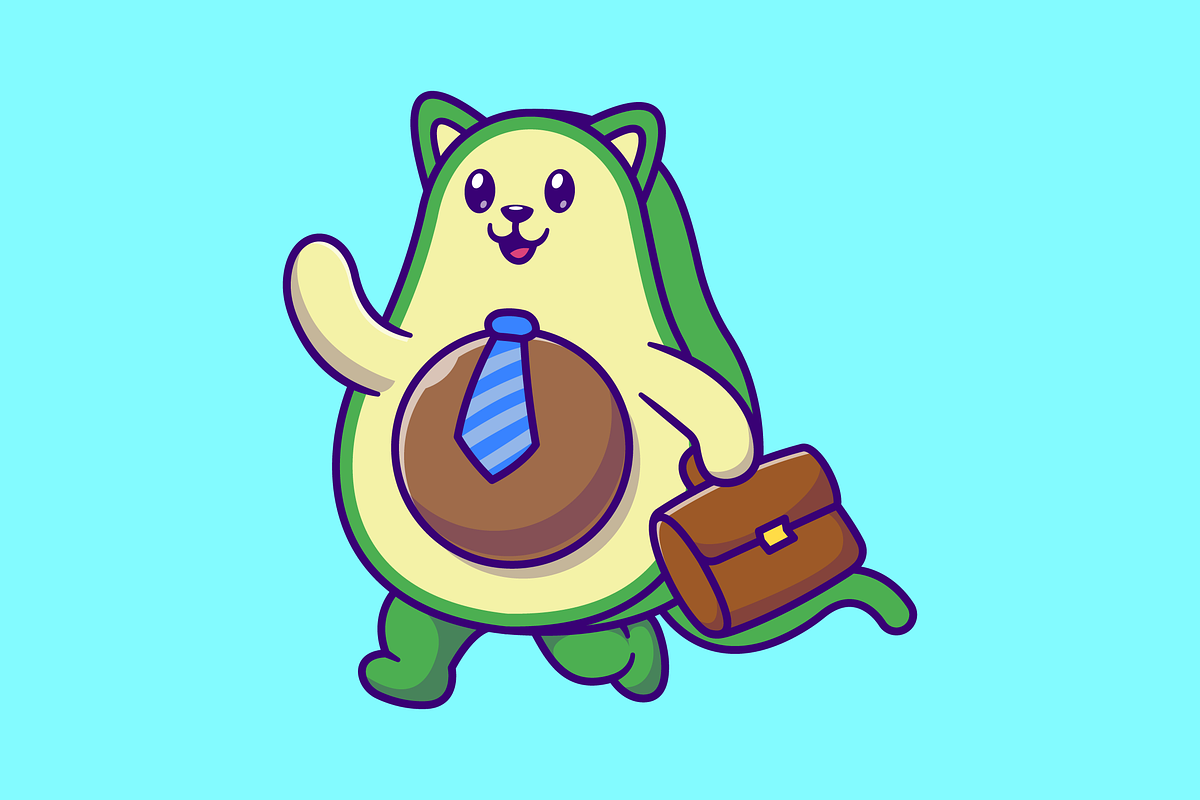 Cute Avocado Cat Employee Cartoon, a Food Illustration by Catalyst Labs (Photo 2 of 3)