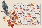 AUTUMN BIRDS SEAMLESS PATTERN DESIGN, a Pattern Graphic by Lady Bruniere Design (Thumbnail 4 of 6)