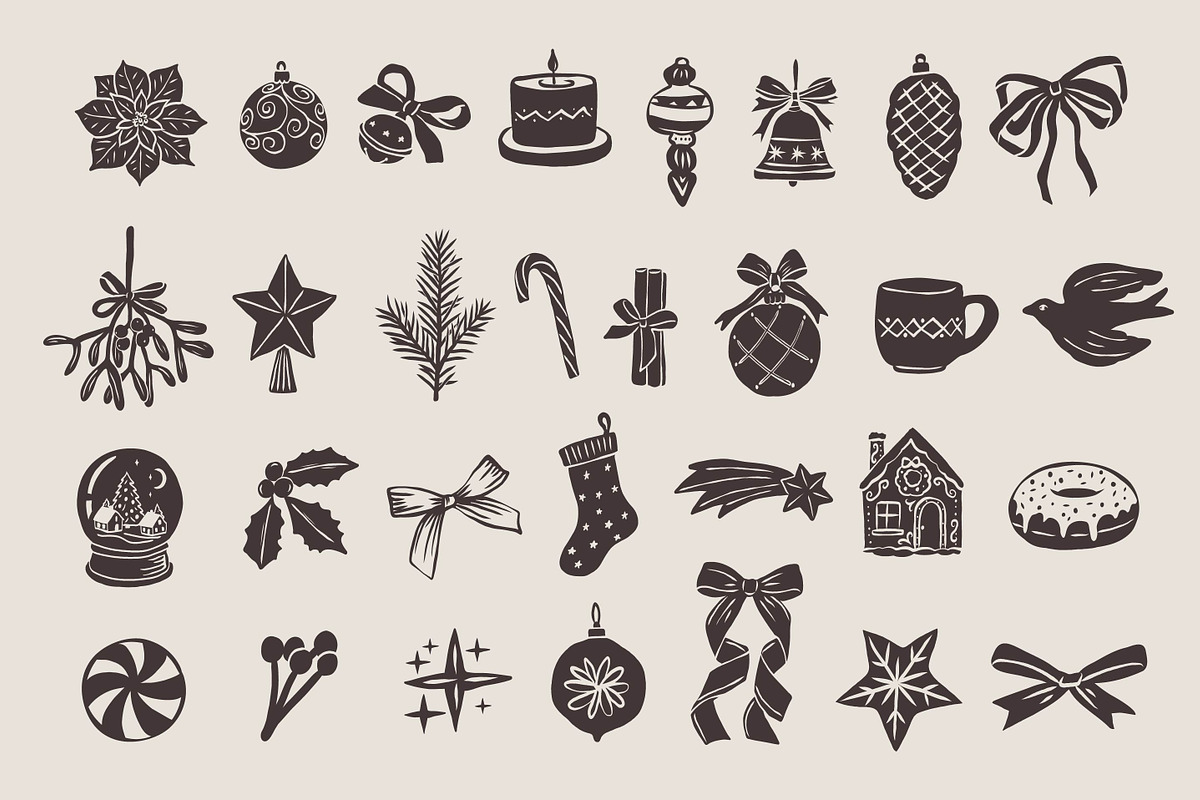Linocut Christmas illustrations, a Seasonal Illustration by RaDavCrafts (Photo 3 of 9)